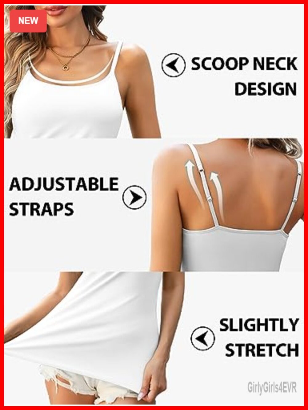 Cotton Non Padded Shelf Bra Camisole Tank Top 3 Pack - Picture 5 of 7